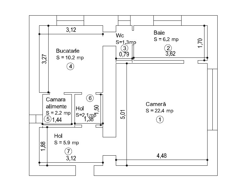 Apartament ultracentral – Primăria Timișoara } 50,3 mp & Boxa